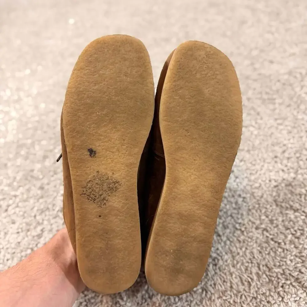 Toddler Brown Leather Wallabee Style Crepe Sole Moccasin Shoes Size 4.5 EUC